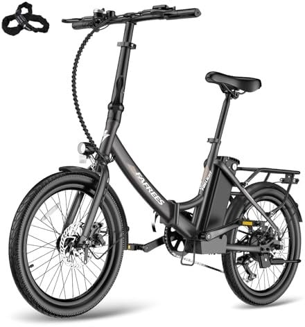 Fafrees F20 LIGHT Electric Bicycle, 2.0 Inch Folding Electric Bike for Ladies, 250W Motor, 36V/16.75Ah Battery, 7-Speed Electric Bike for Adults, Range 100-120KM (Black)