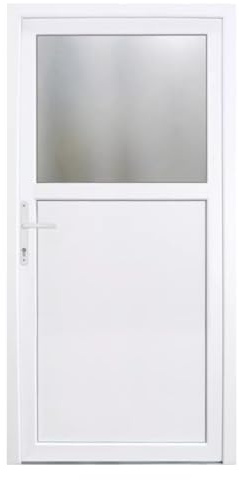 HORI Haustür Kellertür Kunststoff Nebeneingangstür Komplettset Hauseingangstür, vielseitig einsetzbar für Keller, Garage und Nebeneingang - Farbe: weiß - DIN links - Modell: Light - 208 x 108 cm