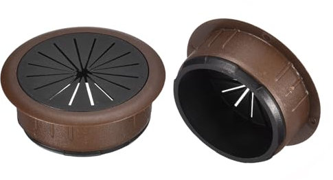 sourcing map 2Pcs Cable Hole Cover, 2 Inch (50mm) ABS Desk Cable Wire Cord Grommet Hole Cover for Office Computer Desk Wire Organizer, Brown