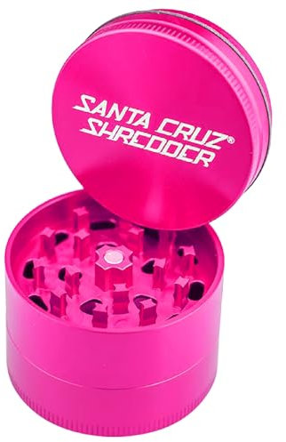Santa Cruz Shredder Metal Herb Grinder Knurled Top for Stronger Grip 3-Piece Medium 2.2 (Pink)