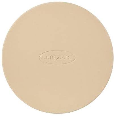 Unicook Rund Pizzastein 26 cm - Pizza Backstein für Backofen und Grill, Backofenstein aus Cordierit für knusprigen Pizzaboden, Brot, Keksen