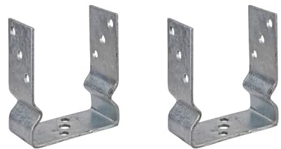 2x U-Pfostenträger verzinkt zum Aufschrauben mit Sicke 121x150x60x4 mm