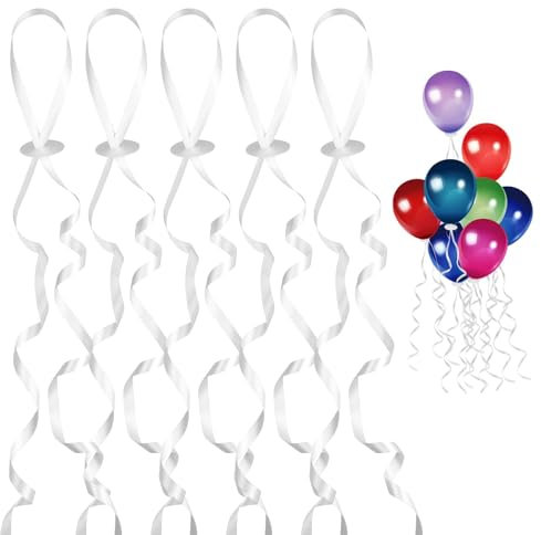 Pinsheng 150 Stück Ballonverschlüss mit Schnur, Luftballon Verschluss Premium Ballonverschlüsse mit Schnellverschluss für DIY Geburtstag Hochzeit Party Dekoration Normale Ballons Heliumballons Weiß