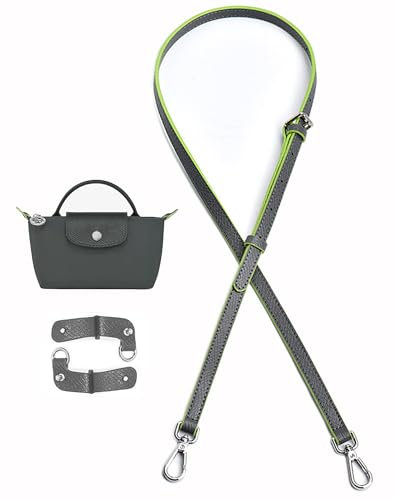 Umiup Leder-Geldbörsenriemen für Longchamp Taschen-Umbauset, Geldbörsenriemen, Ersatz für Longchamp Le Pliage Tragetasche, Original Mini (Graphitgrau-B)