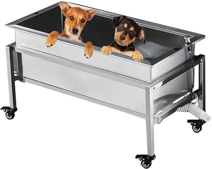 Mobiles Hundebadewanne für Haustiere, Edelstahl Haustiere Badewanne, Tragbare Badewannen für kleine und mittelgroße Hunde (93cm/36.6in)