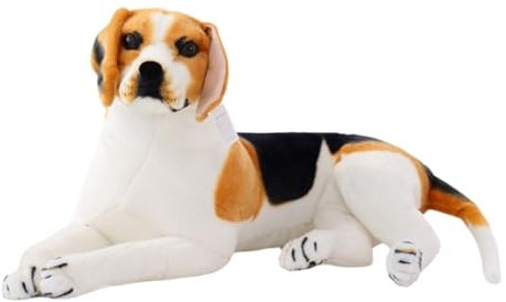 TOPLITHE Beagle Hund Kuscheltier, Realistisches Beagle Plüsch Welpenkissen Plüschtier for Kinder Erwachsene Weihnachts Geburtstagsgeschenk(Lying down,60CM/23IN)