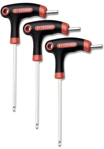 3-teiliges T-Griff Schlüssel Satz (4-6mm), T Griff Schraubendreher Set | Innensechskantschlüssel mit Kugelkopf für Fahrrad,Winkelschraubendreher Set