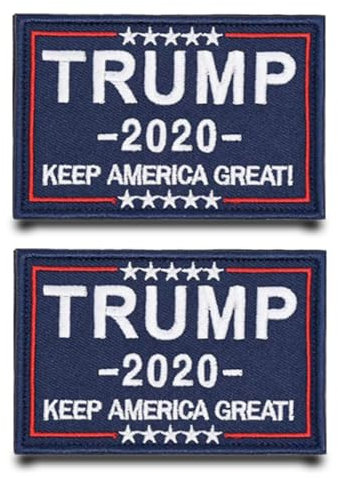 2 Stück TRUMP Lustige Patch Abnehmbare Aufnäher mit Nylon Taktische Militär Flagge Patch Applikation für Jacke Weste Kleidung Baseballkappe Rucksäcke Draussen Taschen