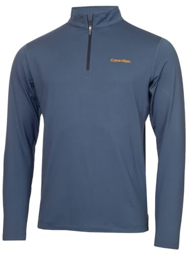 Calvin Klein Mens Newport Half Zip Sweater - Engine Blue - L
