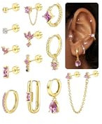 MILACOLATO Ohrringe Ohrstecker Gold Set für Damen Creolen 14K Vergoldete Silber Piercing Knorpel Helix Ohr 23G Goldene Edelstahl Klein Hypoallergen Damenohrringe Ohrringe Schmuck Damen PK
