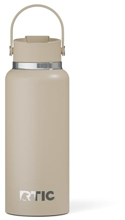 RTIC 32oz Outback Water Bottle, Ceramic Lined, Beach | Insulated, Stainless Steel, for Hot and Cold Drinks, Coffee, Car, Camping, Running, Sports, and Travel, Leakproof