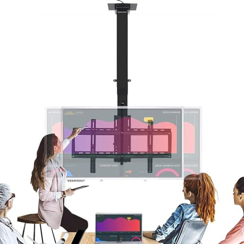 Supporto per TV da soffitto - Supporto da pavimento per TV elettrico, supporto per TV elettrico telescopico con sollevamento automatico, con telecomando e interruttore, adatto a TV da 26-43 pollici, d