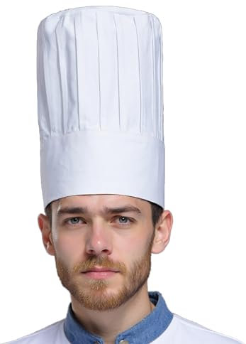 VPB Kochmütze Unisex,Verstellbar Kochhut,Koch Mütze,Baumwolle Kochmütze Damen Herren,Professionel Kochmü für Restaurant Kochen BBQ Backen(weiß)