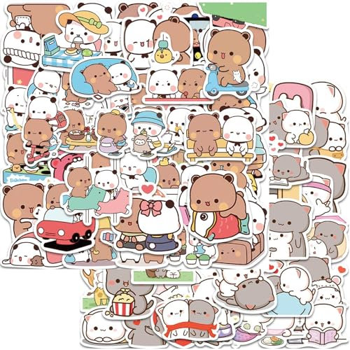 YOKUSHI 110 Stück Bubu Dudu Bears Scrapbook Aufkleber, Outdoor Wandern Reise Aufkleber für Scrapbooking Niedliche Dekoration Aufkleber für Handyhülle Wasserflasche Gepäck Journaling Dekorativ (110