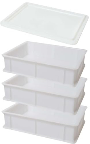 SomosTrade | Hefekiste Pizza und Brot | Behälter für Teig | Teigkasten | 30 x 40 x 10 cm | (3 Hefekisten + 1 Deckel)