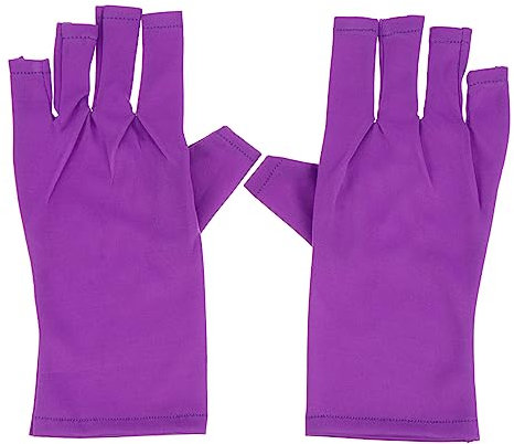 WEKADRIN 2pcs Uv Protective Half Finger Gloves for Gel Manicure Nail Salon Use Purple Short Sleeve Nail Protection Gloves for