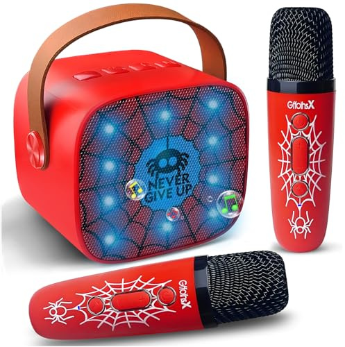 Mini machine de karaoké pour enfants avec 2 microphones sans fil, 4, 5, 6, 7, 8, 9, 10, 11, 12 ans et plus, cadeau d'anniversaire pour fille et garçon, microphone chantant, jouets de karaoké, cadeaux