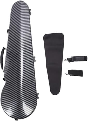 Custodia di Conservazione del Violino, Acciaio Inossidabile e Fibra di Carbonio Custodia di Violino con Spalline Integrate in Igrometro per 4/4 3/4 1/2 1/8 Violini di Dimensioni