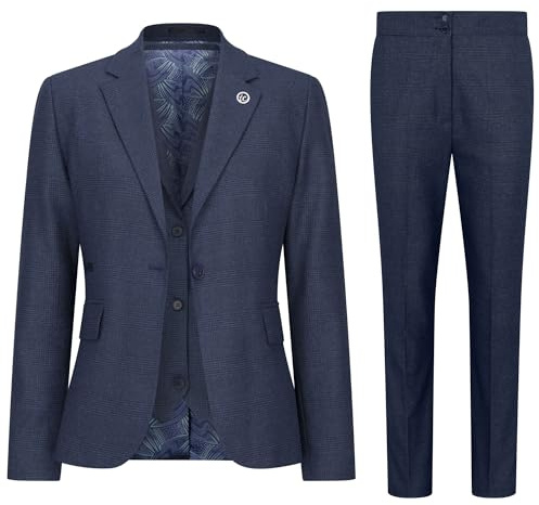 Women's Three-Piece Tailored Fit Suit in Prince of Wales Check