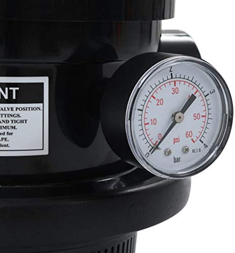 Multi Port Ventil für Sandfilter ABS 1, 5 4-Wege, Hergestellt aus ABS mit Hebel Griff, Reibungsloser Betrieb für Pool-Sandfilter, Manometer, 4 Funktionen, Hält Pool Wasser