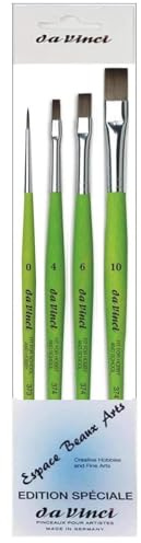 Série 374, lot de pinceaux plats synthétiques, 4, 6, 10 et série 373 n° 0