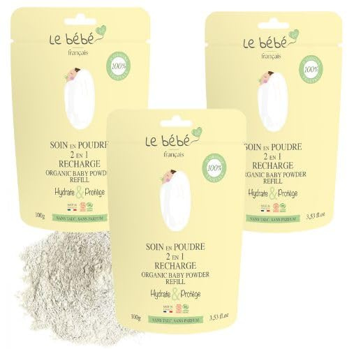Babybad aus Bio-Pulver, 100% pflanzlich und natürlich, weichmachend, schützt und beruhigt, Powder – talkumfreier Körperpuder gegen Nässe, Wundscheuern und unangenehme Gerüche100 g (3)
