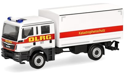 Herpa Model Truck MAN TGM MzKW DLRG/Disaster Control, miniature scale 1:87, collectible, Made in Germany, plastic