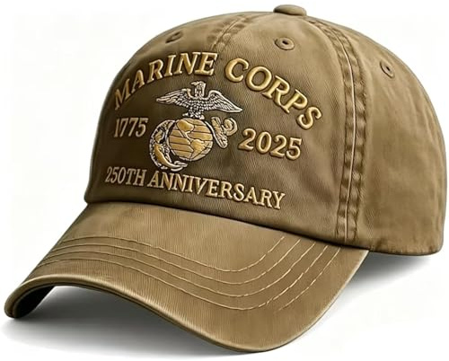 Marine Corps Mütze zum 250. Hochzeitstag, Vintage-Mütze für Herren, 250-jähriges Jubiläum, gewaschene Kappe, verstellbar, Marine Corp Veteranenhut
