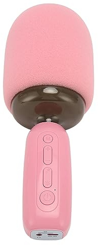 Ausla Kabelloses Karaoke-Mikrofon mit RGB-Licht, Tragbares Gesangsmikrofon, 1200-mAh-Akku, Dual-Voice-Effekte, Pink