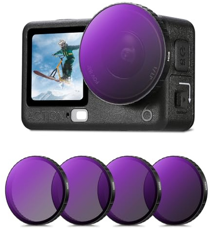 K&F CONCEPT Snap On ND Filter Kit Compatible with DJI Osmo Action 6 | 4 Pack ND8 ND16 ND32 ND64 Light Reduction Neutral Density HD Optical Glass Multi-Coated Accessories, FD141