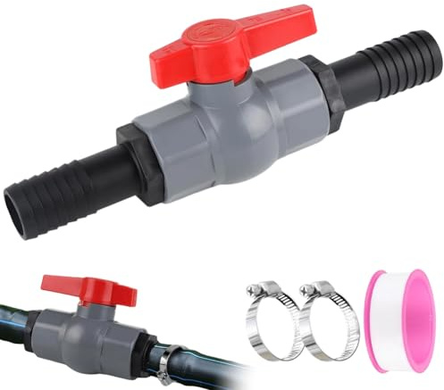 Schlauchverbinder Kugelhahn, PVC Kugelhahn 40mm, Absperrventil Pool mit Innengewinde 40mm und Schlauchtüllen 32mm,Pool Schlauchverbinder für Pool, Teichbau, Aquaristik (32mm)