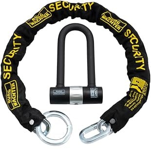 Burg Wachter 200D 16mm Heavy Duty D-Lock Padlock & 1M Chain – Sold Secure Diamond & Gold Rated Bike Motorcycle Ebike Scooter Security Lock
