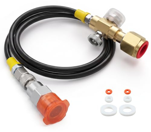 CO2-Schlauch mit Entlüftungsventil Umfüllschlauch TR21-4 auf W21.8-14 1,5m | Gasflaschen Adapter zum Befüllen: CO2-Schlauch mit Entlüftungsventil, Manometer, TR21-4 W21.8-14, für CO2 Argon Stickstoff