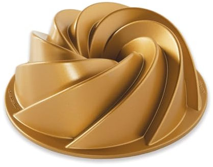Nordic Ware 90077 Gugelhupf mit filigranen Einkerbungen, Aluminium, Gold, 21,6 x 21,6 x 10,2 cm