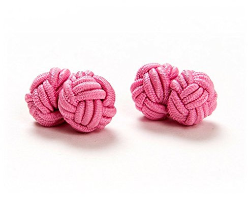 1 Paar Manschettenknöpfe Seidenknoten Knoten Knötchen Rosa einfarbig hochwertig Stoffknoten Cufflinks Gentleman Umschlagmanschette Manschette dehnbar London Style