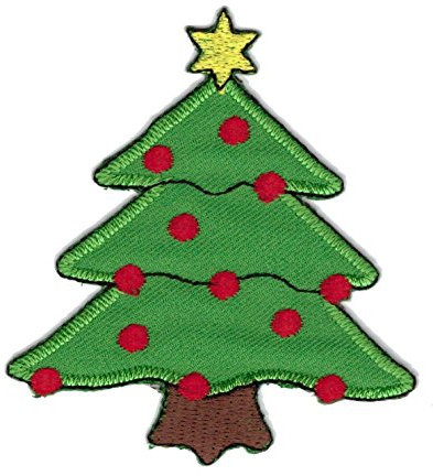 1A-Kurzwaren Aufnäher Bügelbild Aufbügler Iron on Patches Applikation Sticker Weihnachtsbaum 7 x 8,8cm Dreieckig Patch Appliqué