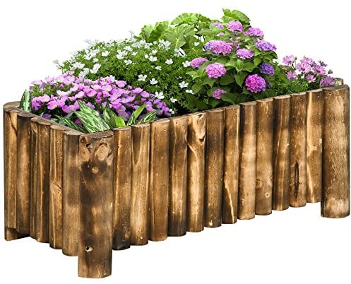 Outsunny 52L Raised Flower Bed Wooden Rectangular Planter Container Box Herb Pot Flower Pot 78L x 35W x 30H (cm)