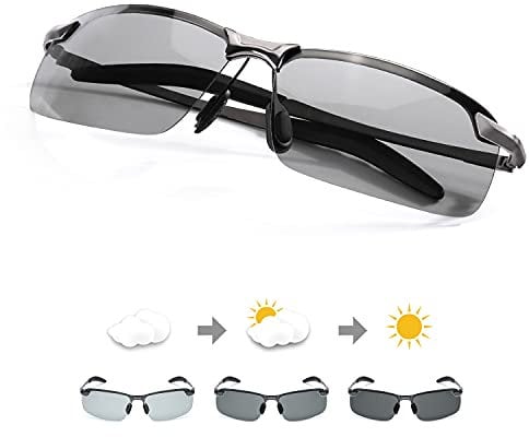 TJUTR Polarisierte Sonnenbrille Herren Photochromatisch Sports Fahrradbrille Selbsttönend Autofahrer Durchsichtig brille mit Färbungsgradient