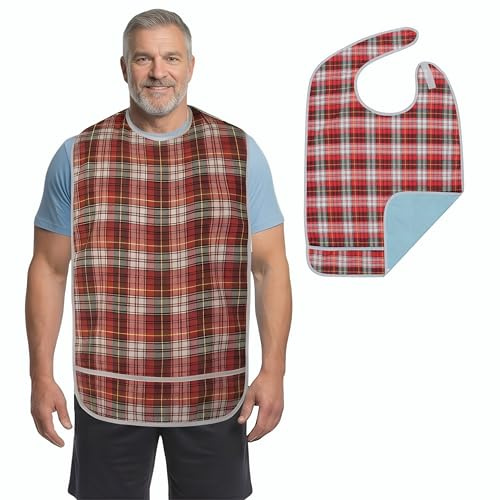 Modaliv XL Adult Bib for Eating - Clothes Protector with Crumb Catcher Adult Bibs for Elderly - XL Bib for Disabled, Elderly Men and Women