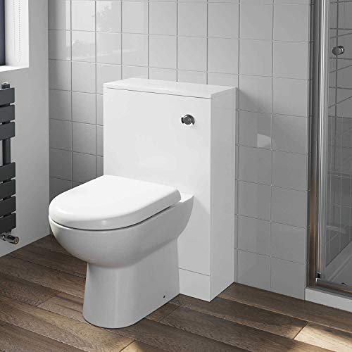 Artis 500mm Bathroom Toilet Back to Wall BTW Furniture Unit Pan Soft Close Seat White