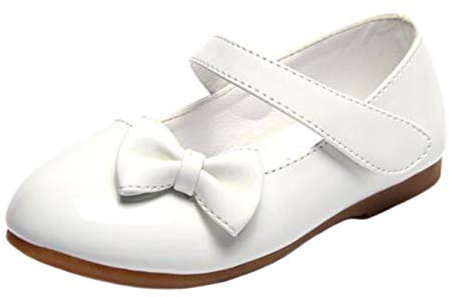 DADAWEN Mädchen Mary Jane Halbschuhe Ballerinas Schleife Prinzessin Schuhe,Weiß,22 EU