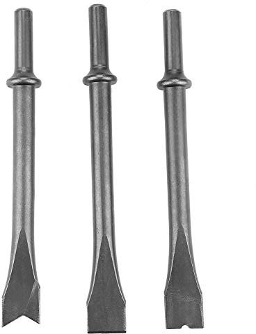 3pcs Air Hammer Chisel Set Extra Long Round Shank Pneumatic Hammer Bit Set for 150/190/250 Air Hammer, Shank Dia 10mm