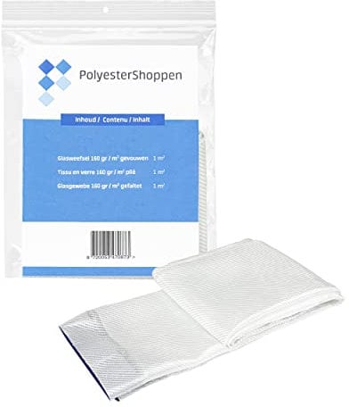 POLYESTERSHOPPEN.NL Twill Glasgewebe | 1m2 | 160gr/m2 | Gefaltet | Köpergewebe | Speziell für Polyesterharze, Epoxidharze, GFK Matten, GFK Gewebe, GFK Matte, Aramidgewebe, Laminate