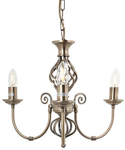 Traditional Classic Knot Twist 3 Light Antique Brass Ceiling Light Fitting/Lighting