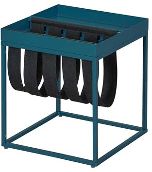 Inter Link - Couchtisch - Zeitungsständer - Funktionaler Tisch - blau - lackiertes Metall - mit Zeitungsständer - gekochte Wolle Club NY