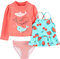 Simple Joys by Carter's 3-Piece Assorted Rashguard Sets Juego de Protectores de erupción, Naranja Vida Marina/Rojo Fruta/Rayas, 6-9 Meses para Bebés