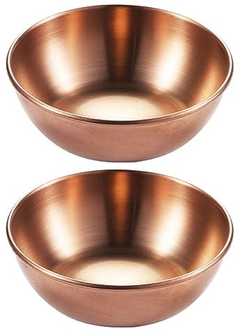 Cabilock 2pcs Stainless Steel Sauce Dishes Mini Round Seasoning Dishes Sushi Dipping Bowl Saucers Bowl Appetizer Plates Rose Gold