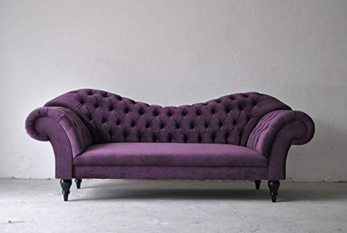 JVmoebel Dreisitzer Design Couch Lila Polster Sitz Textil Sofa 3 Sitzer Chesterfield