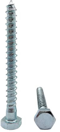 Lot de 50 vis à bois hexagonales DIN 571 en acier zingué M6 x 80 mm - Vis à bois à tête hexagonale - Vis tire-fond (50, M6 x 80 mm)