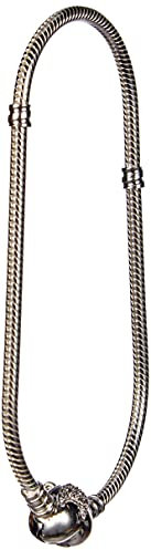 PANDORA Schlangen-Gliederarmband mit Herz-Verschluss mit Sterling-Silber und 14 Karat vergoldete Metalllegierung und Zirkoniasteine aus der Disney x Collection, 23 cm